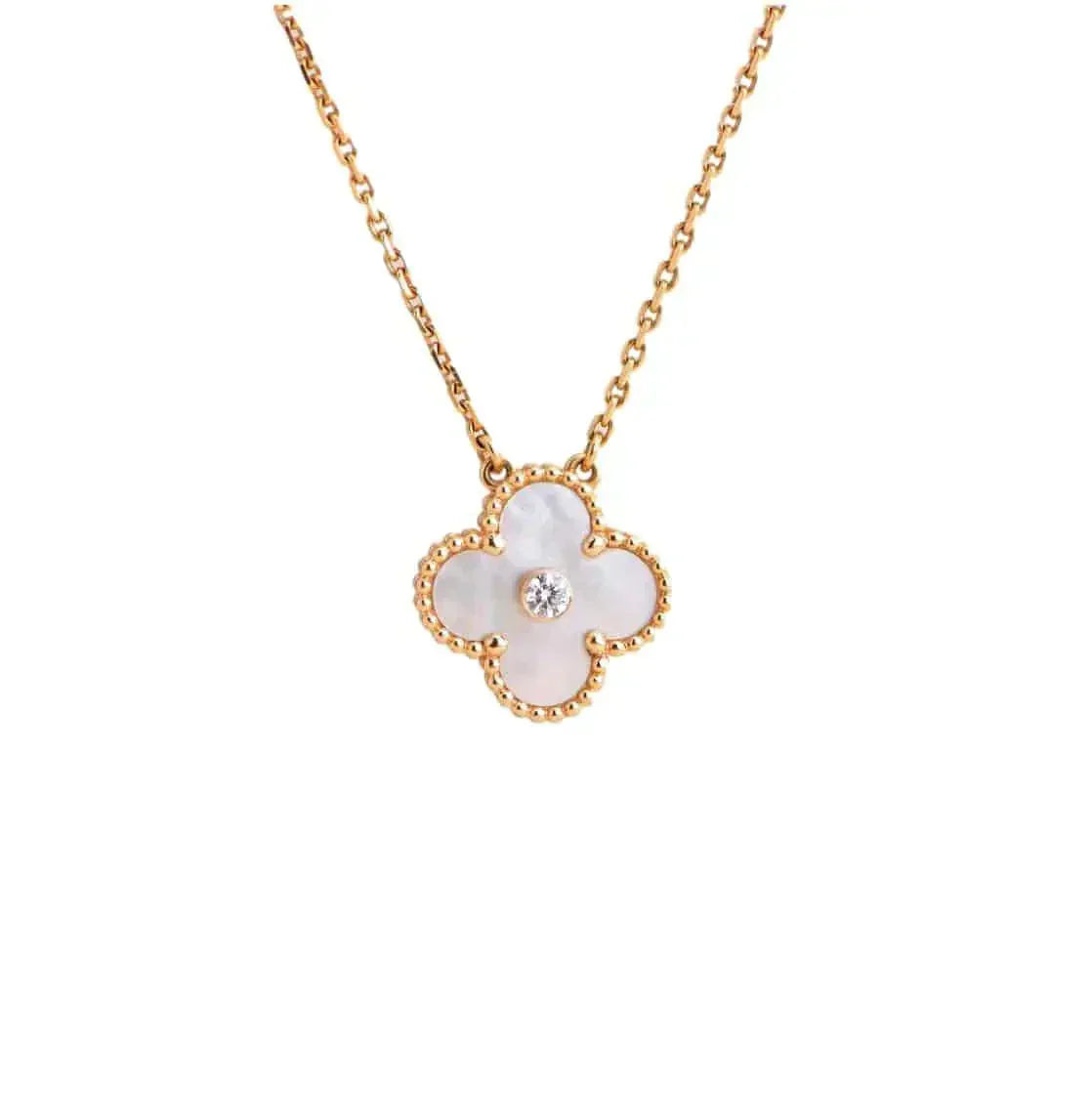 ¡®Glow Jewelry¡¯CLOVER 15MM DIAMOND WHITE FRITILLARIA NECKLACE