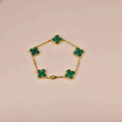 [Glow Jewelry] CLOVER 5 MOTIF MALACHITE BRACELET COLLECTION