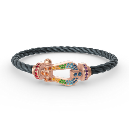 [Glow Jewelry]FORCE LARGE HORSESHOE  COLORED DIAMOND BRACELET ROSE GOLD