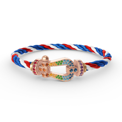 [Glow Jewelry]FORCE LARGE HORSESHOE  COLORED DIAMOND BRACELET ROSE GOLD