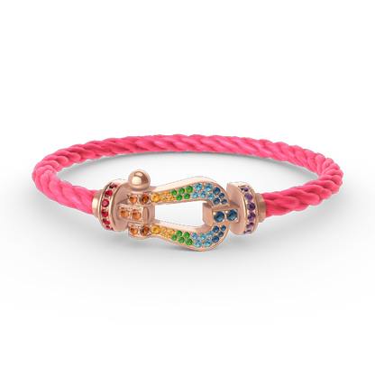[Glow Jewelry]FORCE LARGE HORSESHOE  COLORED DIAMOND BRACELET ROSE GOLD