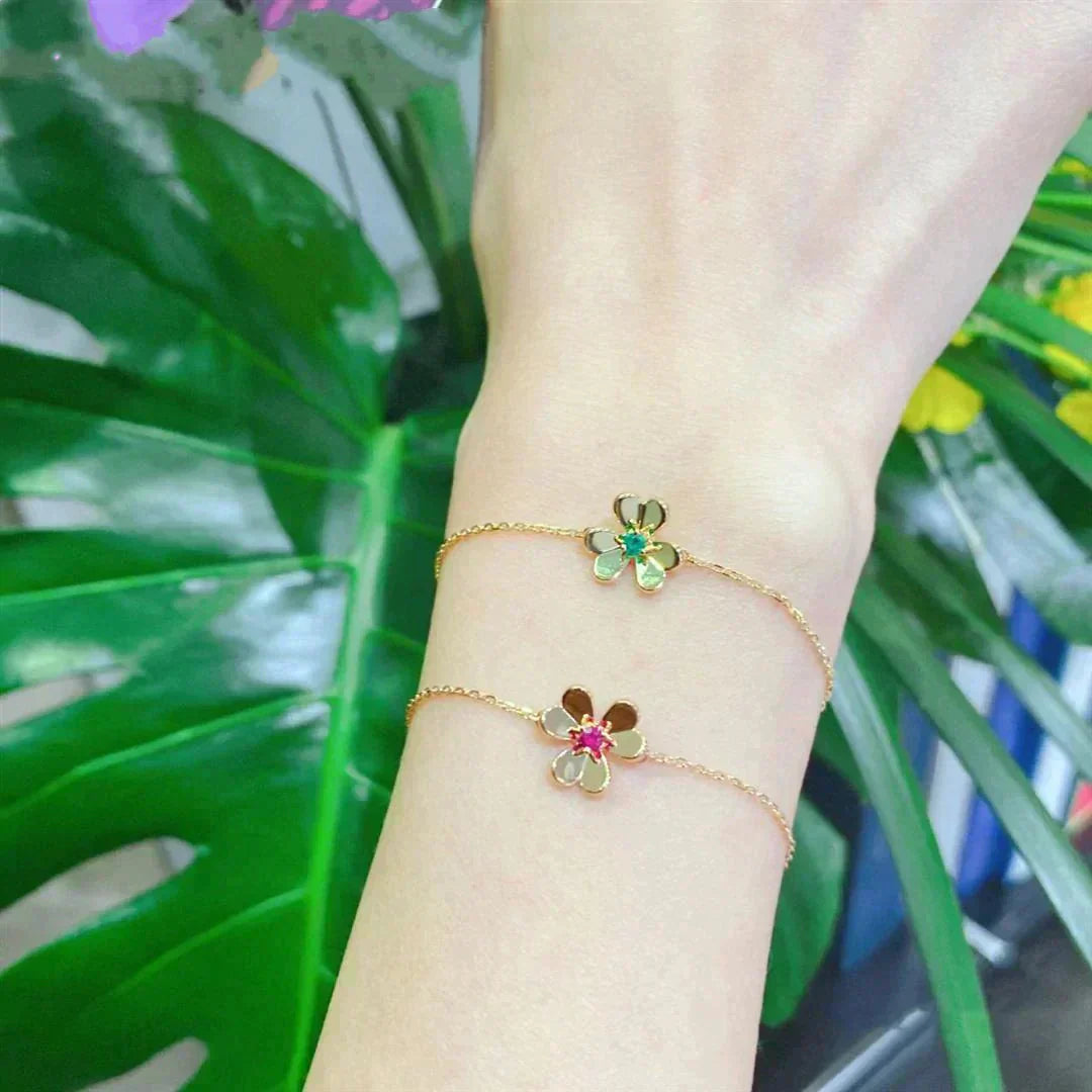 ¡®Glow Jewelry¡¯FRIVOLE GOLD FLOWER PINK MALACHITE BRACELET