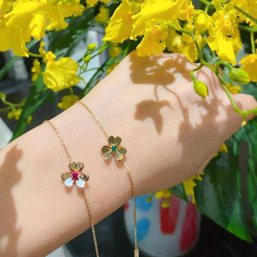 ¡®Glow Jewelry¡¯FRIVOLE GOLD FLOWER PINK MALACHITE BRACELET