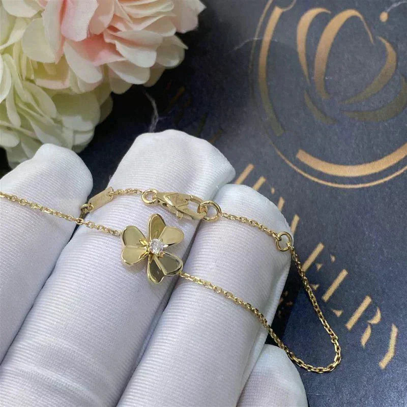 [Glow Jewelry]FRIVOLE GOLD FLOWER PINK MALACHITE BRACELET