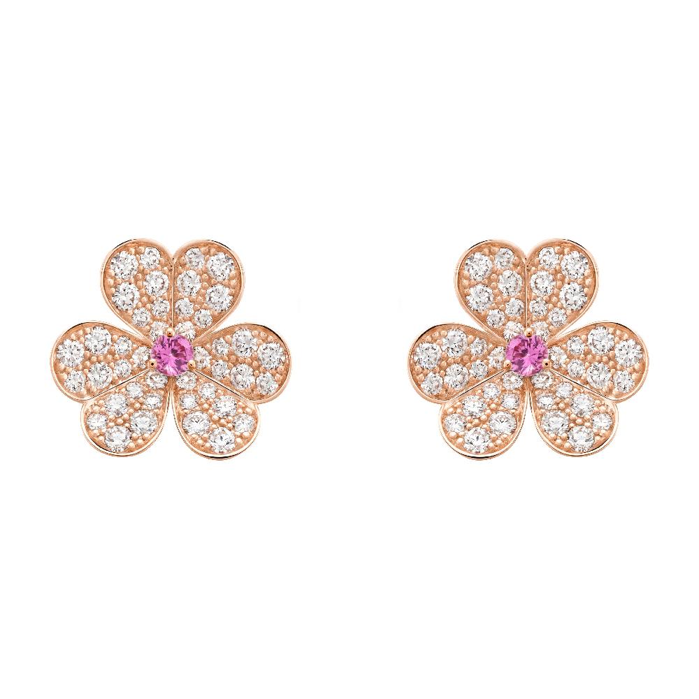 [Glow Jewelry]FRIVOLE PINK GOLD FLOWER DIAMOND EARRINGS
