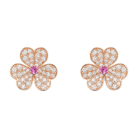 [Glow Jewelry]FRIVOLE PINK GOLD FLOWER DIAMOND EARRINGS