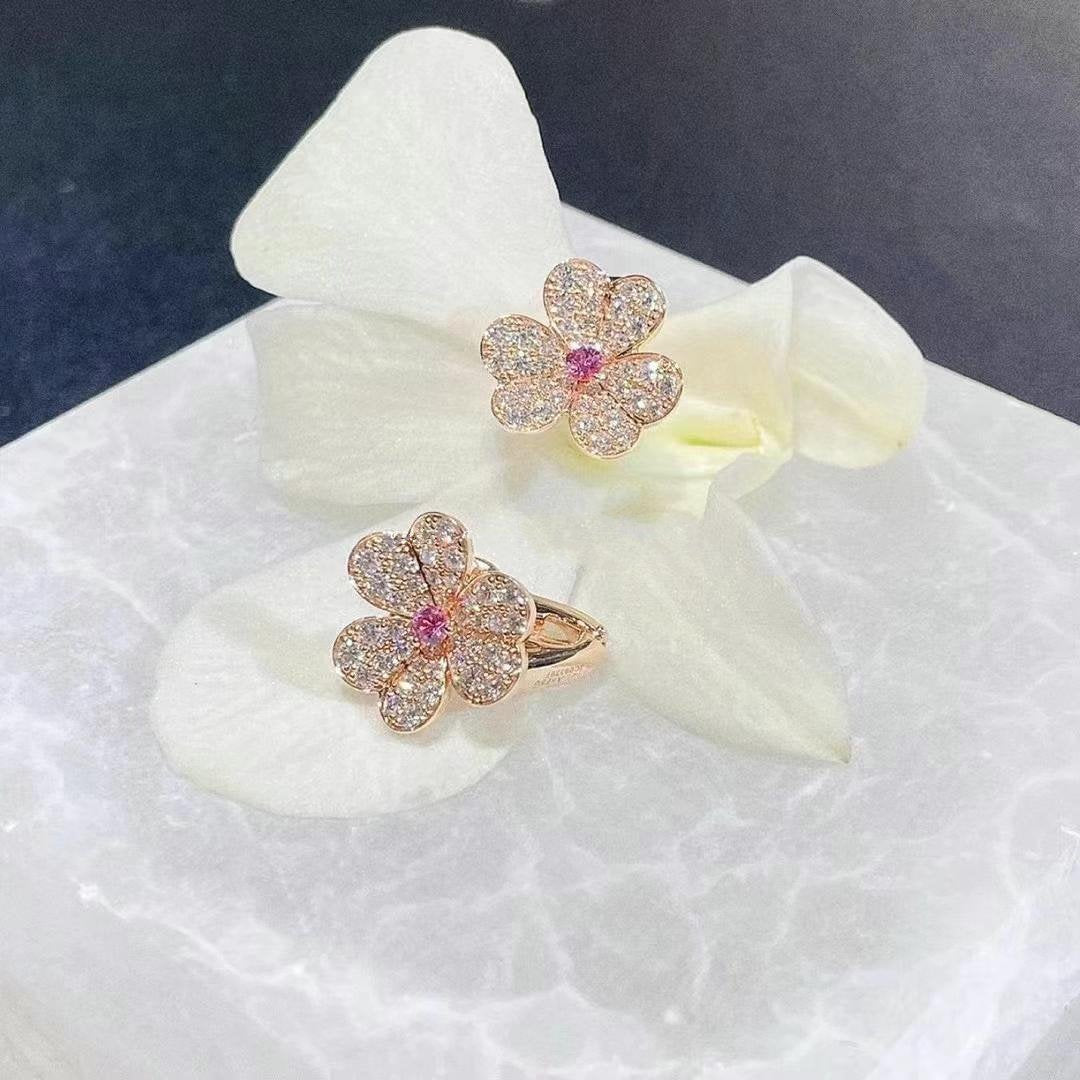 [Glow Jewelry]FRIVOLE PINK GOLD FLOWER DIAMOND EARRINGS