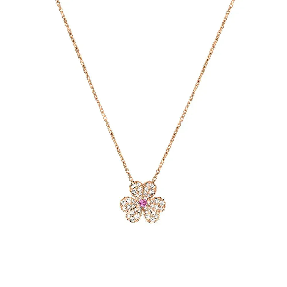 [Glow Jewelry]FRIVOLE ROSE GOLD FLOWER DIAMOND NECKLACE