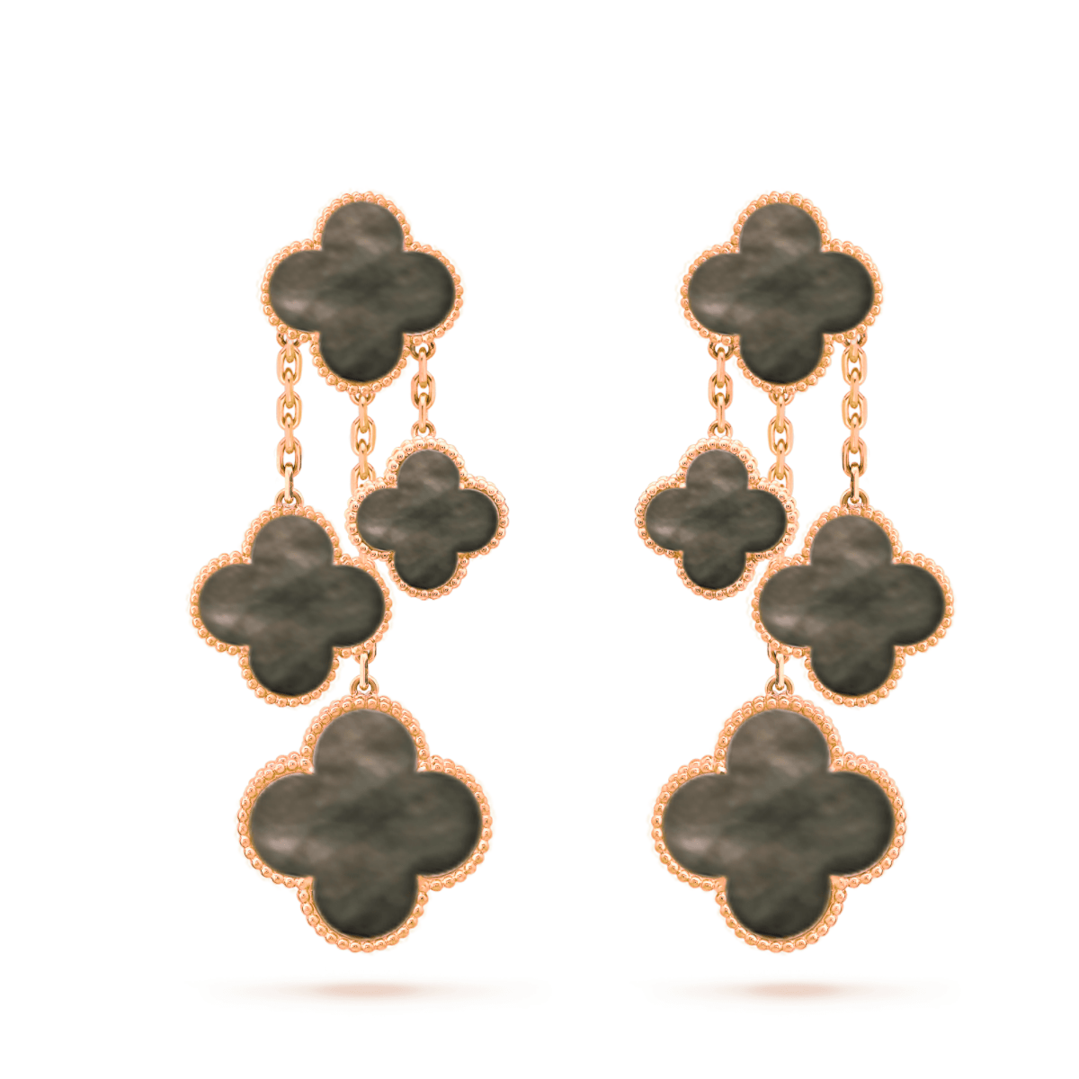 [Glow Jewelry]CLOVER EARRINGS DARK MOP 4 MOTIFS ROSE GOLD