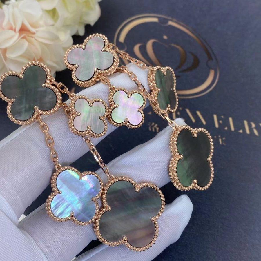 [Glow Jewelry]CLOVER EARRINGS DARK MOP 4 MOTIFS ROSE GOLD