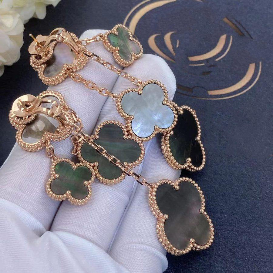 [Glow Jewelry]CLOVER EARRINGS DARK MOP 4 MOTIFS ROSE GOLD