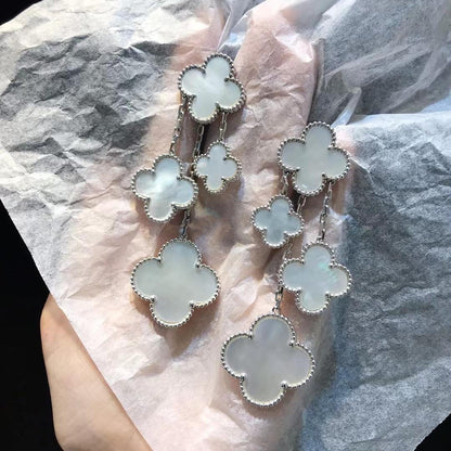 ¡®Glow Jewelry¡¯CLOVER EARRINGS WHITE MOP 4 MOTIFS SILVER