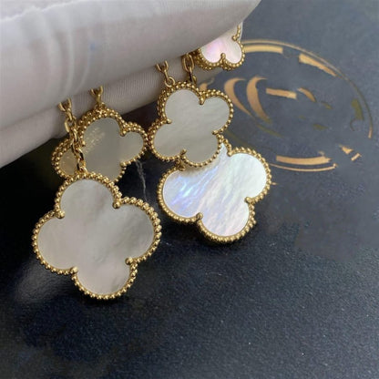 [Glow Jewelry]CLOVER EARRINGS WHITE MOP 4 MOTIFS GOLD