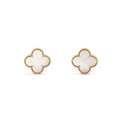 [Glow Jewelry]CLOVER MEDIUM 1 MOTIFS  WHITE MOP STUD EARRINGS