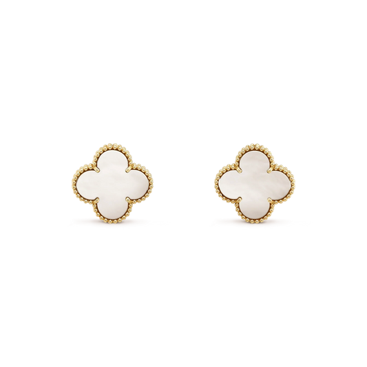 [Glow Jewelry]CLOVER MEDIUM 1 MOTIFS  WHITE MOP STUD EARRINGS