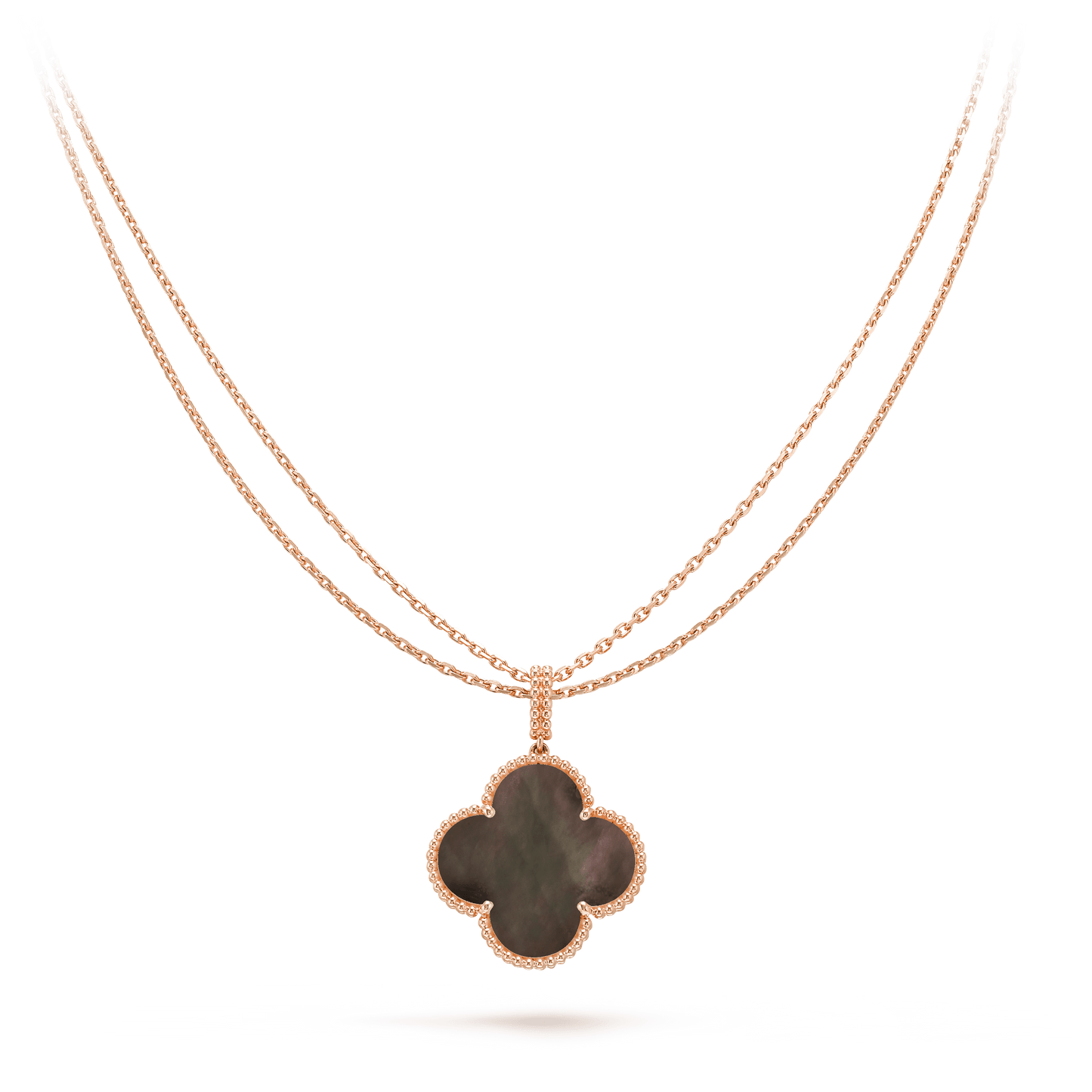 [Glow Jewelry]CLOVER 25MM GOLD DARK MOP BIG CLOVER NECKLACE