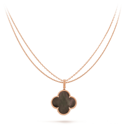 [Glow Jewelry]CLOVER 25MM GOLD DARK MOP BIG CLOVER NECKLACE