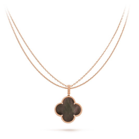 [Glow Jewelry]CLOVER 25MM GOLD DARK MOP BIG CLOVER NECKLACE