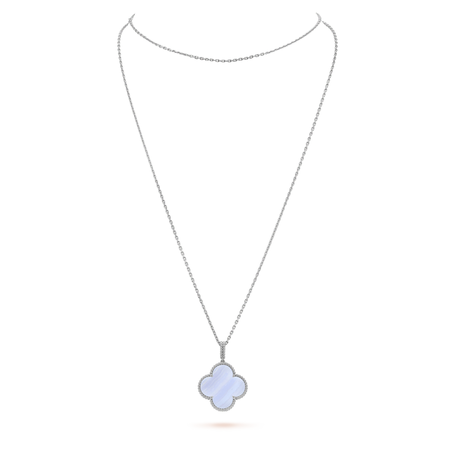 ¡®Glow Jewelry¡¯CLOVER SILVER CHALCEDONY BIG CLOVER NECKLACE
