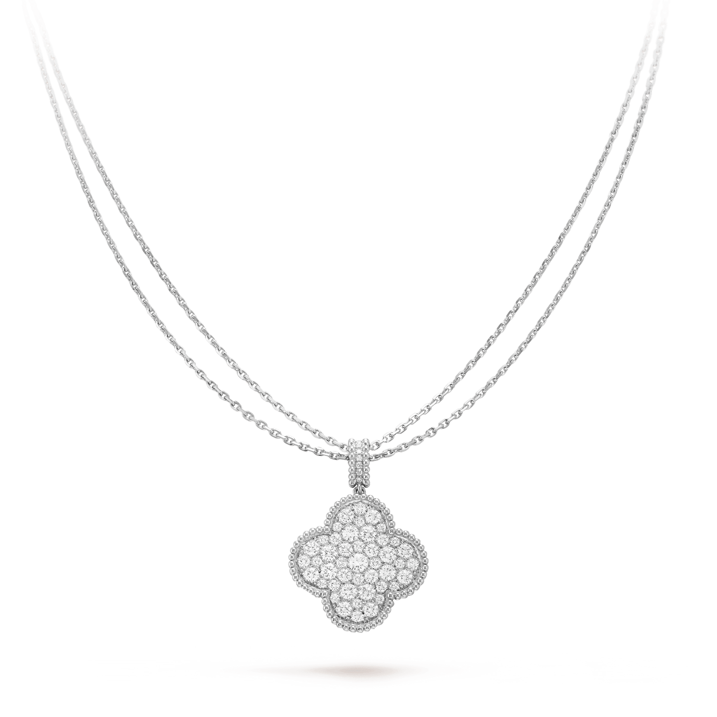 Glow Jewelry『CLOVER 25MM SILVER FULL DIAMOND BIG CLOVER NECKLACE』