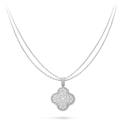 Glow Jewelry『CLOVER 25MM SILVER FULL DIAMOND BIG CLOVER NECKLACE』