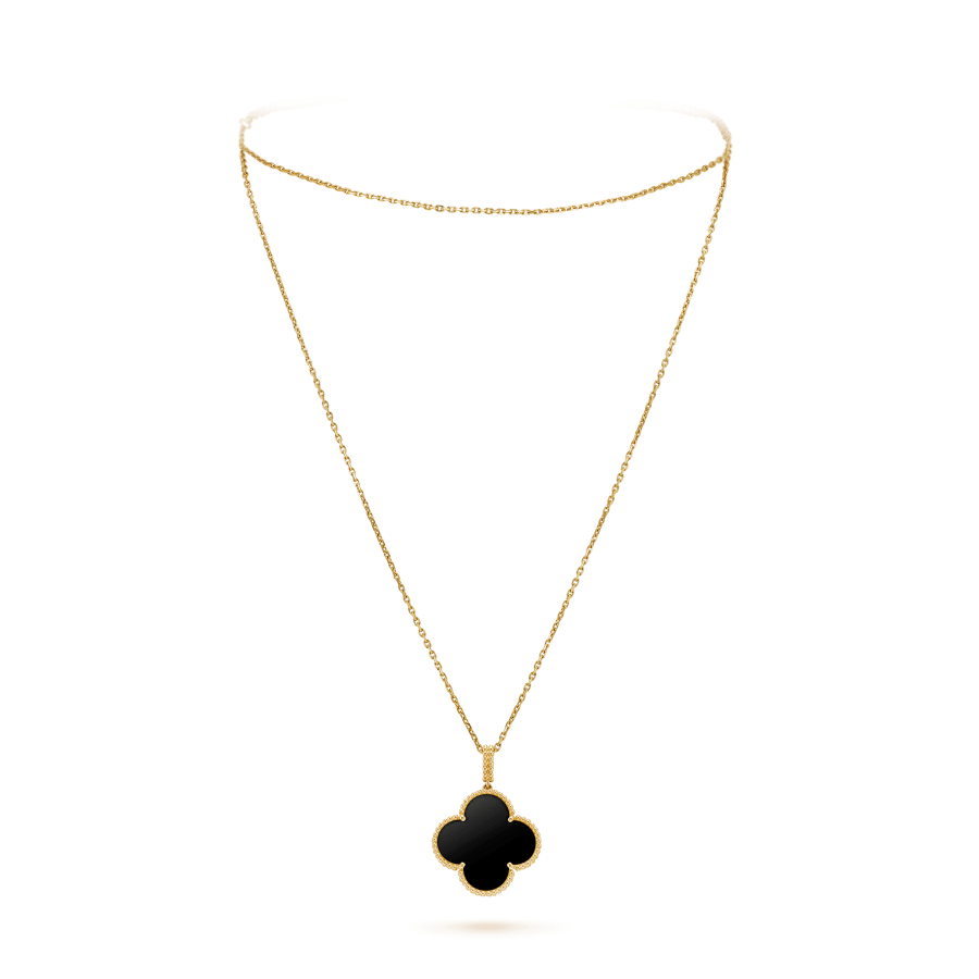 Glow Jewelry®CLOVER 25MM GOLD オニキス ビッグクローバーネックレス