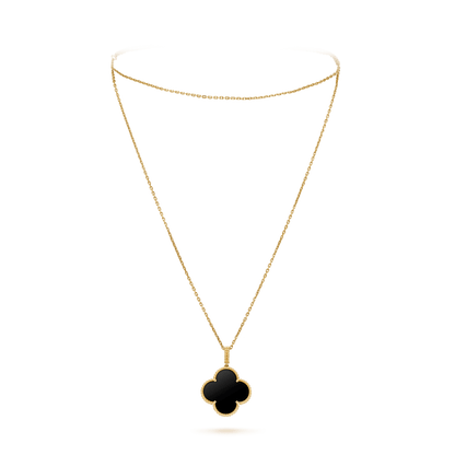 Glow Jewelry®CLOVER 25MM GOLD オニキス ビッグクローバーネックレス