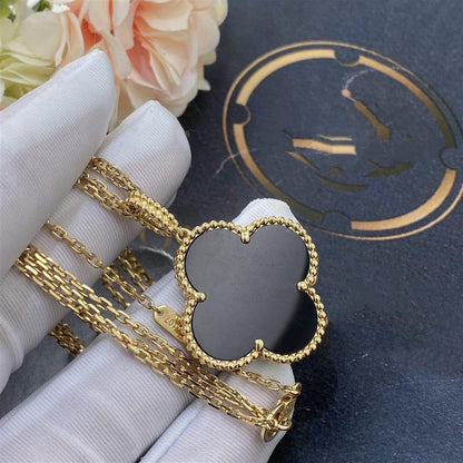 Glow Jewelry®CLOVER 25MM GOLD オニキス ビッグクローバーネックレス