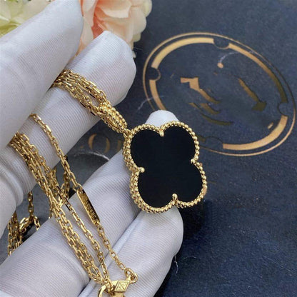 Glow Jewelry®CLOVER 25MM GOLD オニキス ビッグクローバーネックレス