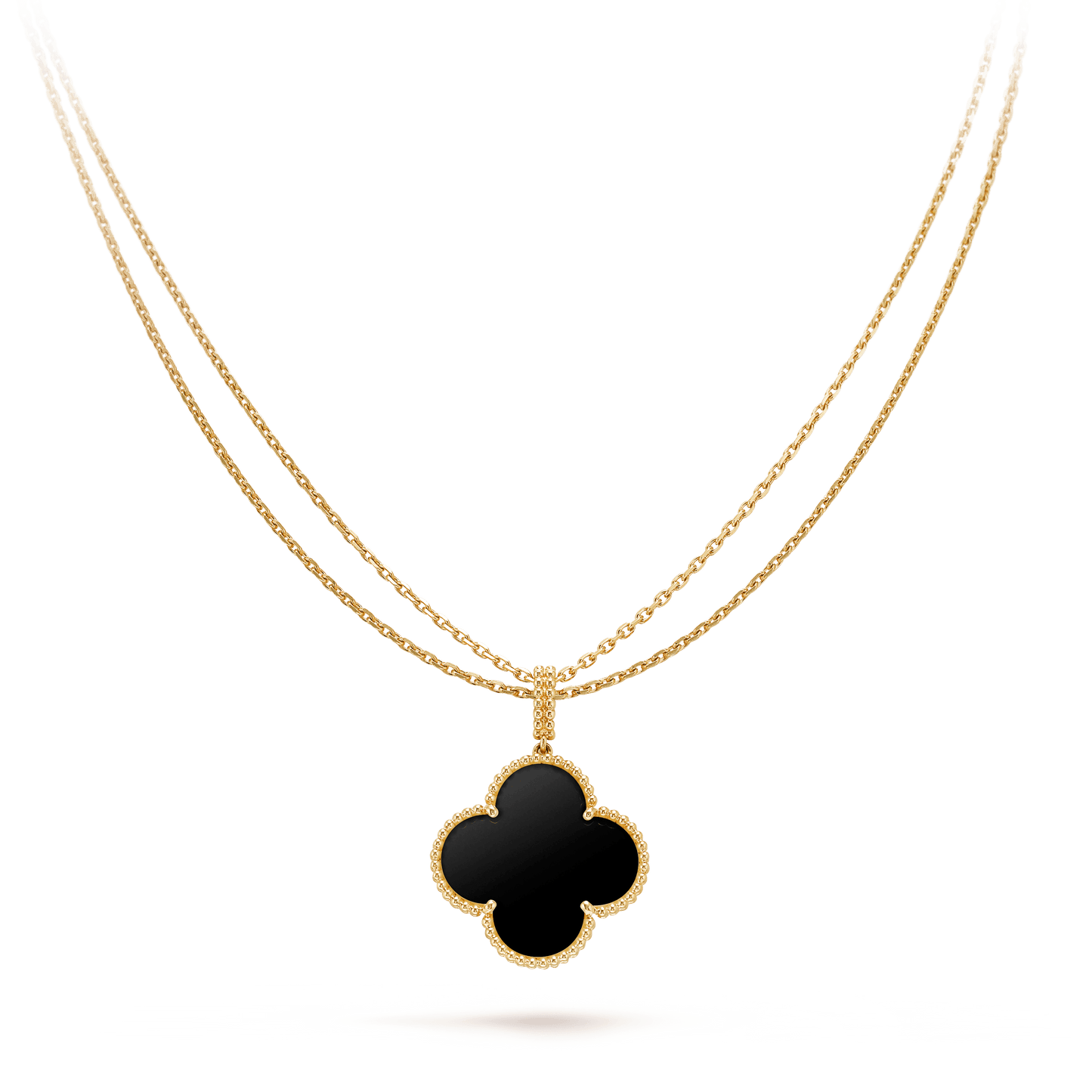 Glow Jewelry®CLOVER 25MM GOLD オニキス ビッグクローバーネックレス