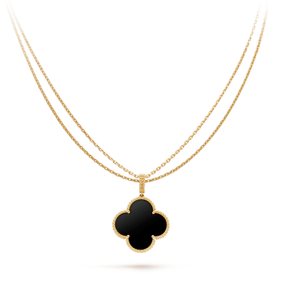 Glow Jewelry®CLOVER 25MM GOLD オニキス ビッグクローバーネックレス
