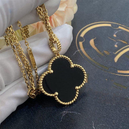 Glow Jewelry®CLOVER 25MM GOLD オニキス ビッグクローバーネックレス