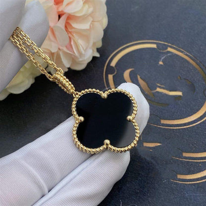 Glow Jewelry®CLOVER 25MM GOLD オニキス ビッグクローバーネックレス