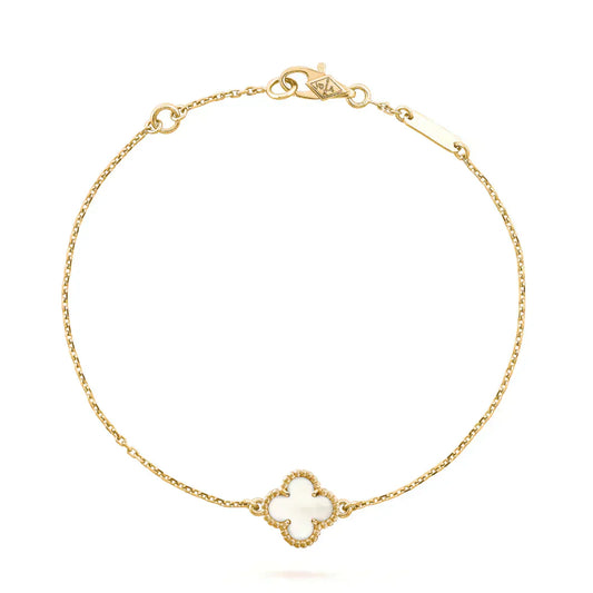 [Glow Jewelry]CLOVER WHITE MOP SINGLE FLOWER BRACELET