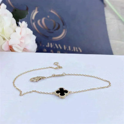 [Glow Jewelry]CLOVER ONYX SINGLE FLOWER BRACELET