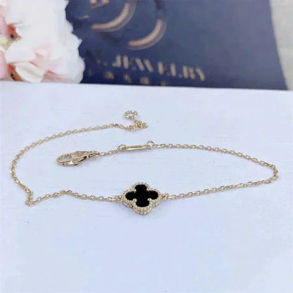 ¡®Glow Jewelry¡¯CLOVER ONYX SINGLE FLOWER BRACELET