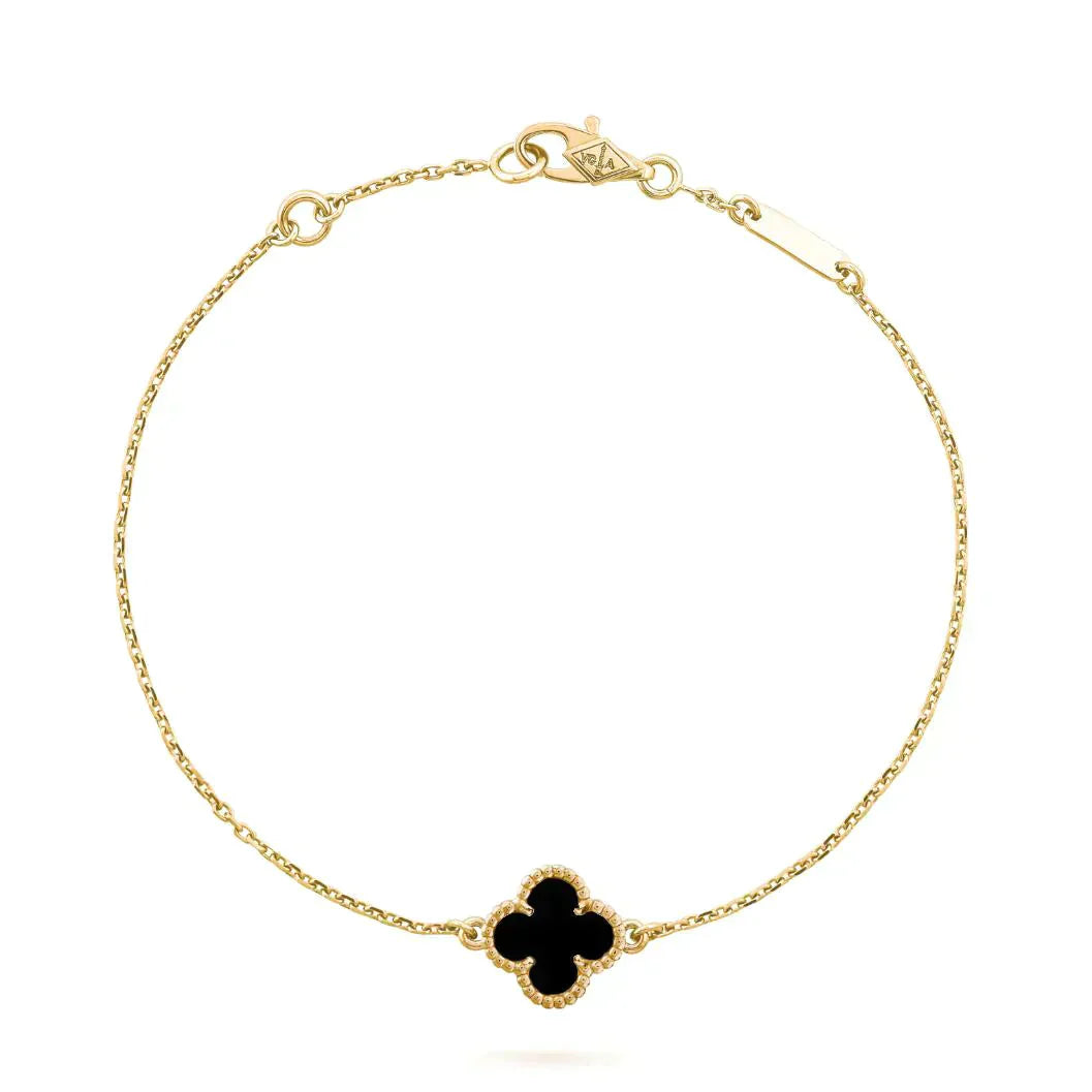 [Glow Jewelry]CLOVER ONYX SINGLE FLOWER BRACELET