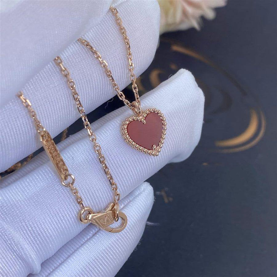 [Glow Jewelry]SWEET CLOVER CARNELIAN HEART NECKLACE