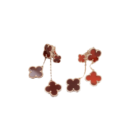 [Glow Jewelry]CLOVER EARRINGS CARNELIAN 4 MOTIFS PINK GOLD