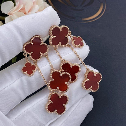 [Glow Jewelry]CLOVER EARRINGS CARNELIAN 4 MOTIFS PINK GOLD
