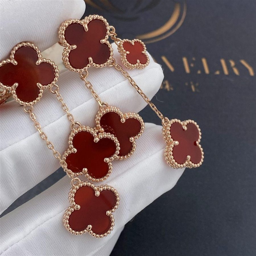 ¡®Glow Jewelry¡¯CLOVER EARRINGS CARNELIAN 4 MOTIFS PINK GOLD