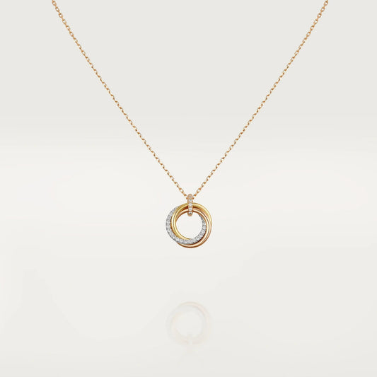 [Glow Jewelry]TRINITY NECKLACE SILVER GOLD PINK GOLD DIAMONDS