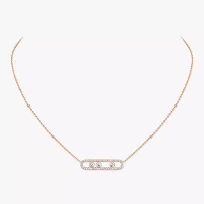 [Glow Jewelry] Move Pave_ Rose Gold Diamond Necklace