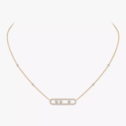 [Glow Jewelry] Move Pave_ Rose Gold Diamond Necklace
