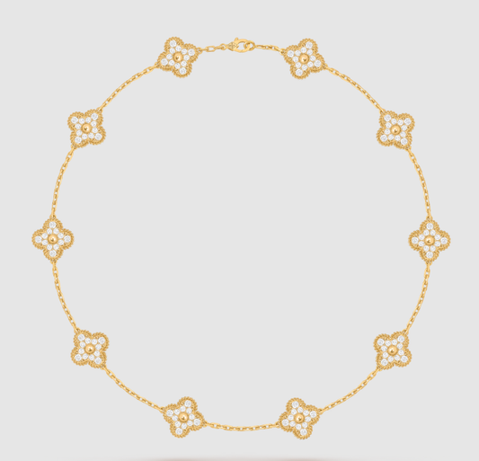 [¡®Glow Jewelry¡¯]CLOVER 10 MOTIFS FULL DIAMOND NECKLACE