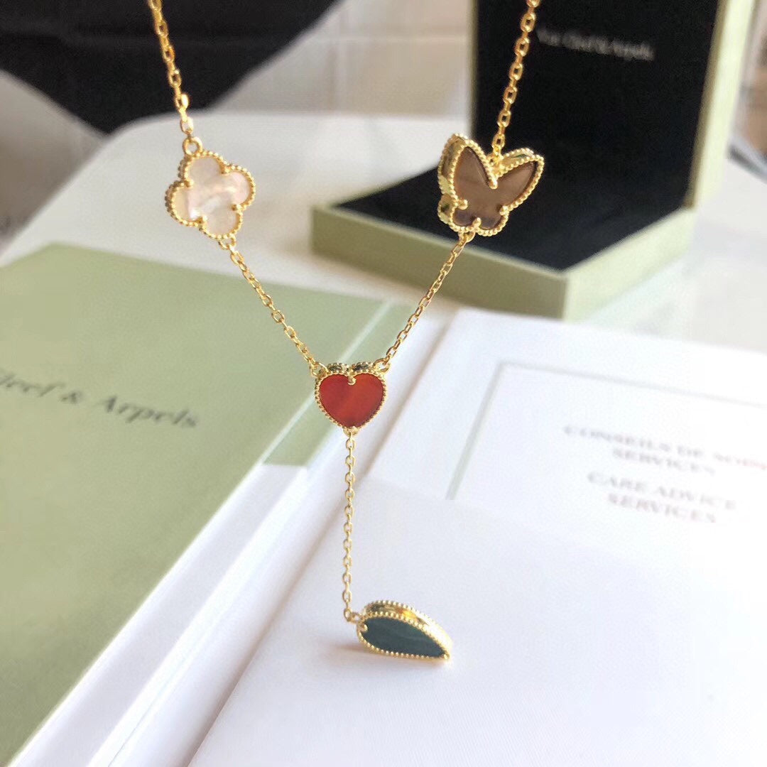 ¡®Glow Jewelry¡¯LUCKY SPRING 4 MOTIFS ROSE GOLD NECKLACE