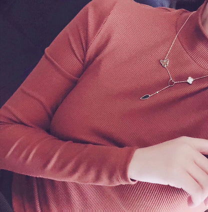 [Glow Jewelry]LUCKY SPRING 4 MOTIFS ROSE GOLD NECKLACE