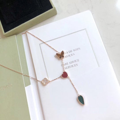 [Glow Jewelry]LUCKY SPRING 4 MOTIFS ROSE GOLD NECKLACE