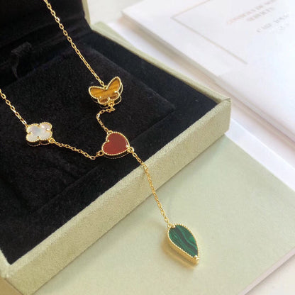 [Glow Jewelry]LUCKY SPRING 4 MOTIFS ROSE GOLD NECKLACE