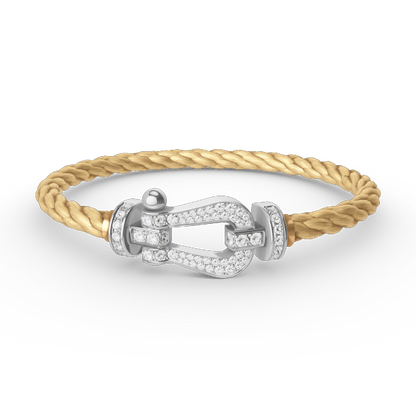 [Glow Jewelry]FORCE LARGE HORSESHOE FULL DIAMOND BRACELET SILVER